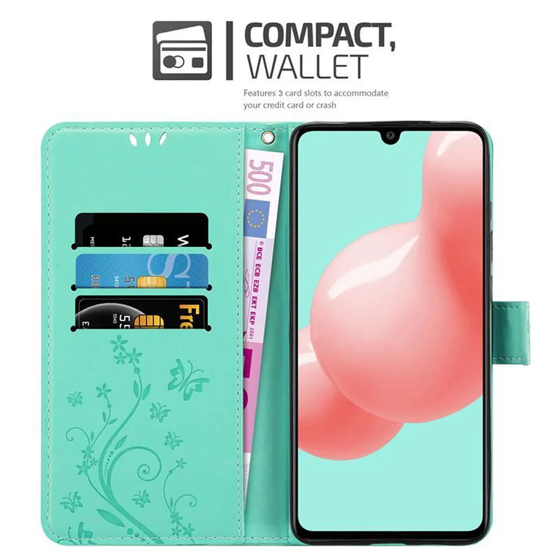 Cadorabo Hülle kompatibel mit Samsung Galaxy A41 Schutzhülle im Blumen Design mit Magnetverschluss, Standfunktion und Kartenfächern