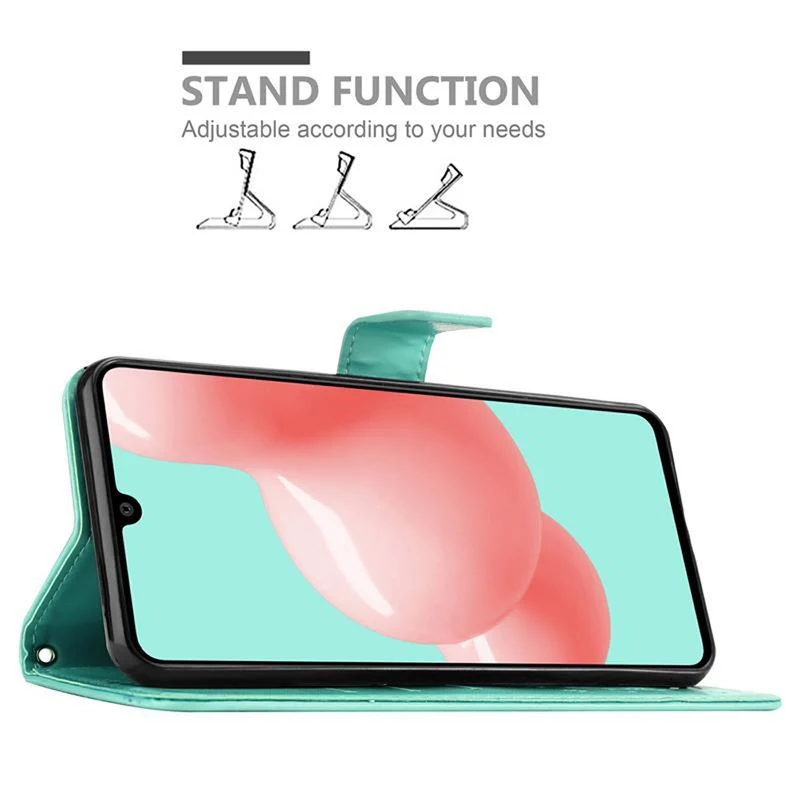 Cadorabo Hülle kompatibel mit Samsung Galaxy A41 Schutzhülle im Blumen Design mit Magnetverschluss, Standfunktion und Kartenfächern