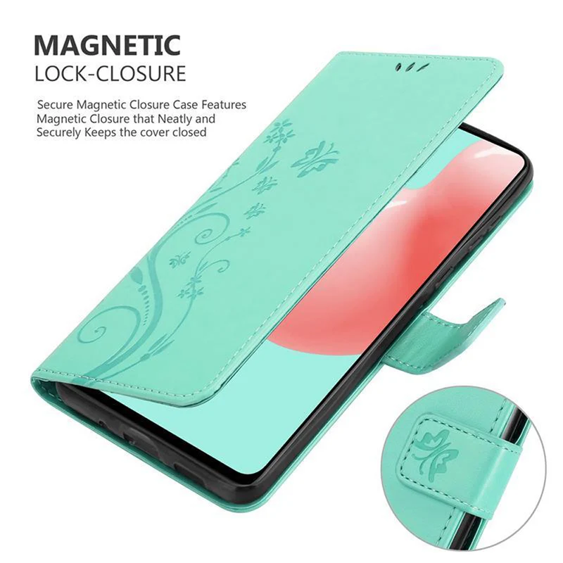 Cadorabo Hülle kompatibel mit Samsung Galaxy A41 Schutzhülle im Blumen Design mit Magnetverschluss, Standfunktion und Kartenfächern