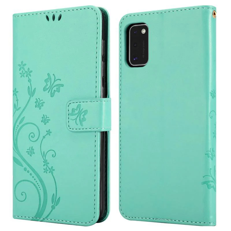 Cadorabo Hülle kompatibel mit Samsung Galaxy A41 Schutzhülle im Blumen Design mit Magnetverschluss, Standfunktion und Kartenfächern