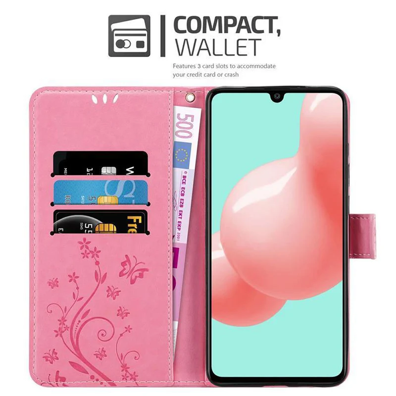 Cadorabo Hülle kompatibel mit Samsung Galaxy A41 Schutzhülle im Blumen Design mit Magnetverschluss, Standfunktion und Kartenfächern