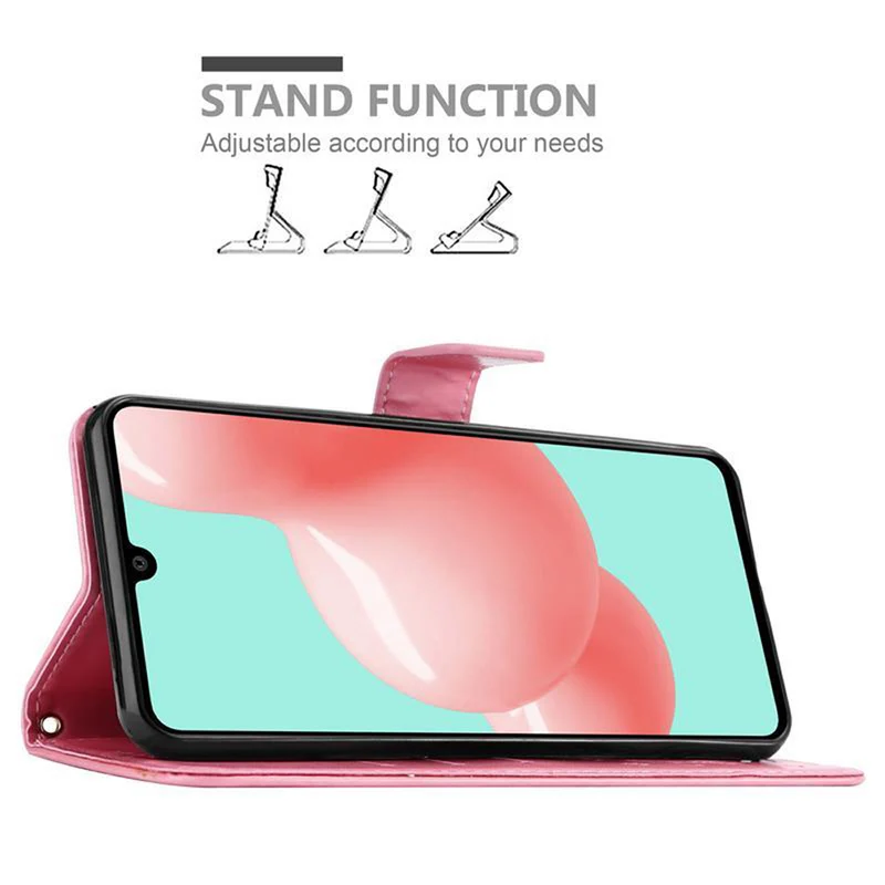 Cadorabo Hülle kompatibel mit Samsung Galaxy A41 Schutzhülle im Blumen Design mit Magnetverschluss, Standfunktion und Kartenfächern