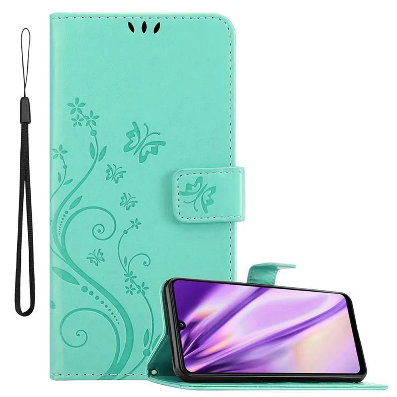 Cadorabo Hülle kompatibel mit Samsung Galaxy A31 Schutzhülle im Blumen Design mit Magnetverschluss, Standfunktion und Kartenfächern