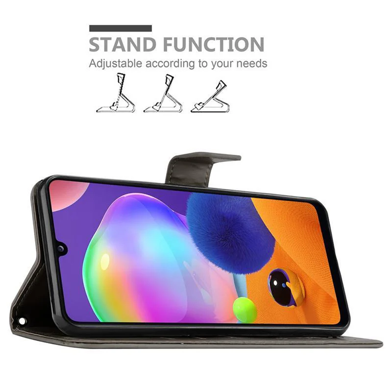 Cadorabo Hülle kompatibel mit Samsung Galaxy A31 Schutzhülle im Blumen Design mit Magnetverschluss, Standfunktion und Kartenfächern