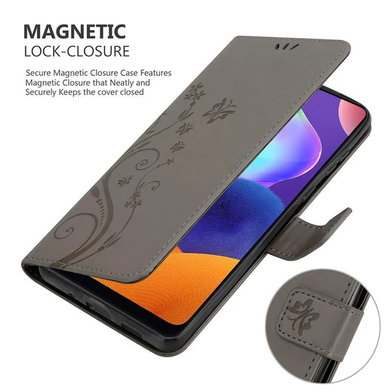 Cadorabo Hülle kompatibel mit Samsung Galaxy A31 Schutzhülle im Blumen Design mit Magnetverschluss, Standfunktion und Kartenfächern
