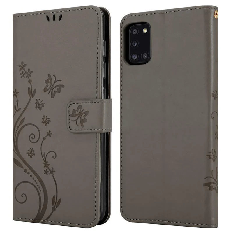 Cadorabo Hülle kompatibel mit Samsung Galaxy A31 Schutzhülle im Blumen Design mit Magnetverschluss, Standfunktion und Kartenfächern