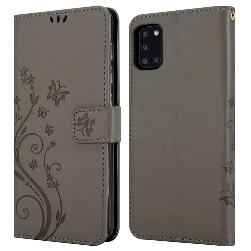 Cadorabo Hülle kompatibel mit Samsung Galaxy A31 Schutzhülle im Blumen Design mit Magnetverschluss, Standfunktion und Kartenfächern