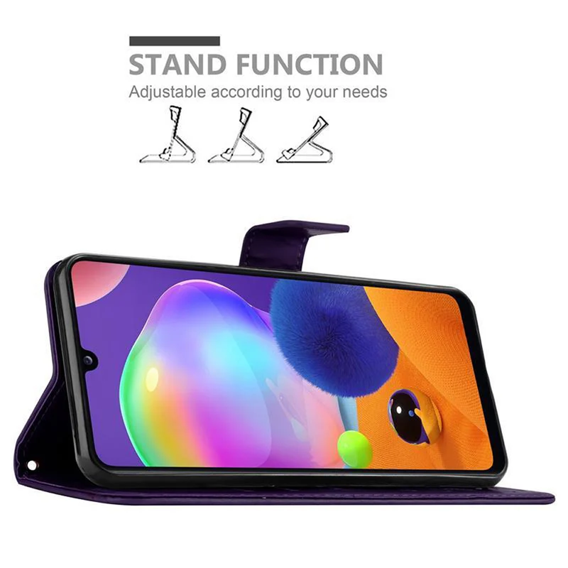 Cadorabo Hülle kompatibel mit Samsung Galaxy A31 Schutzhülle im Blumen Design mit Magnetverschluss, Standfunktion und Kartenfächern
