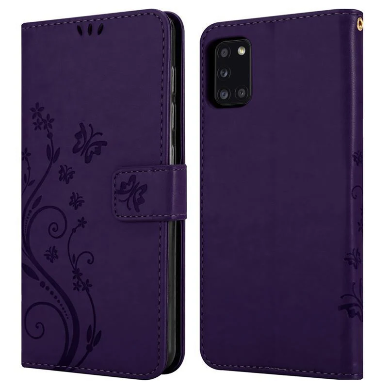 Cadorabo Hülle kompatibel mit Samsung Galaxy A31 Schutzhülle im Blumen Design mit Magnetverschluss, Standfunktion und Kartenfächern