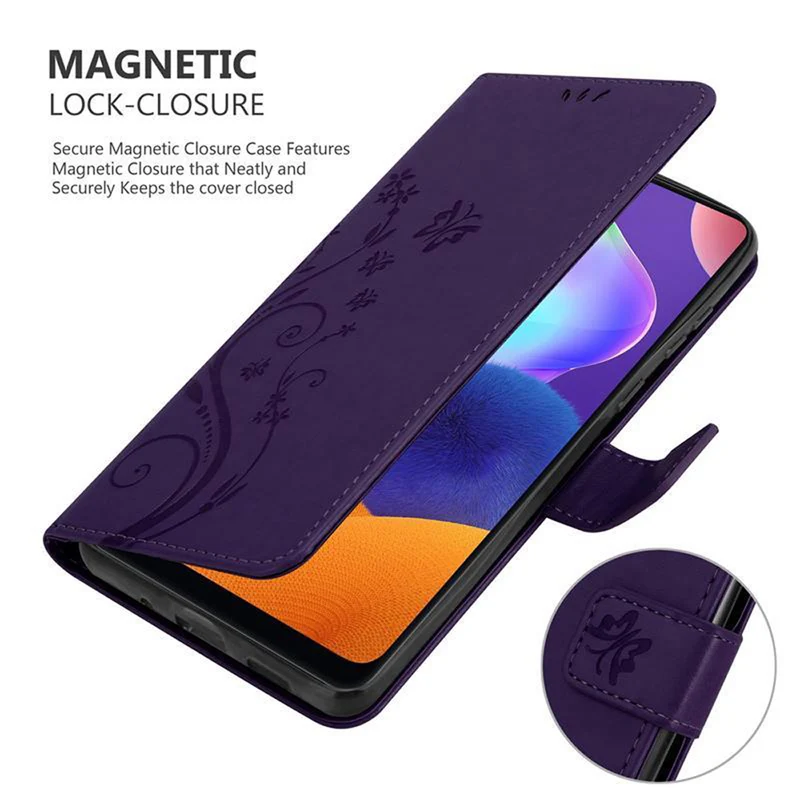 Cadorabo Hülle kompatibel mit Samsung Galaxy A31 Schutzhülle im Blumen Design mit Magnetverschluss, Standfunktion und Kartenfächern