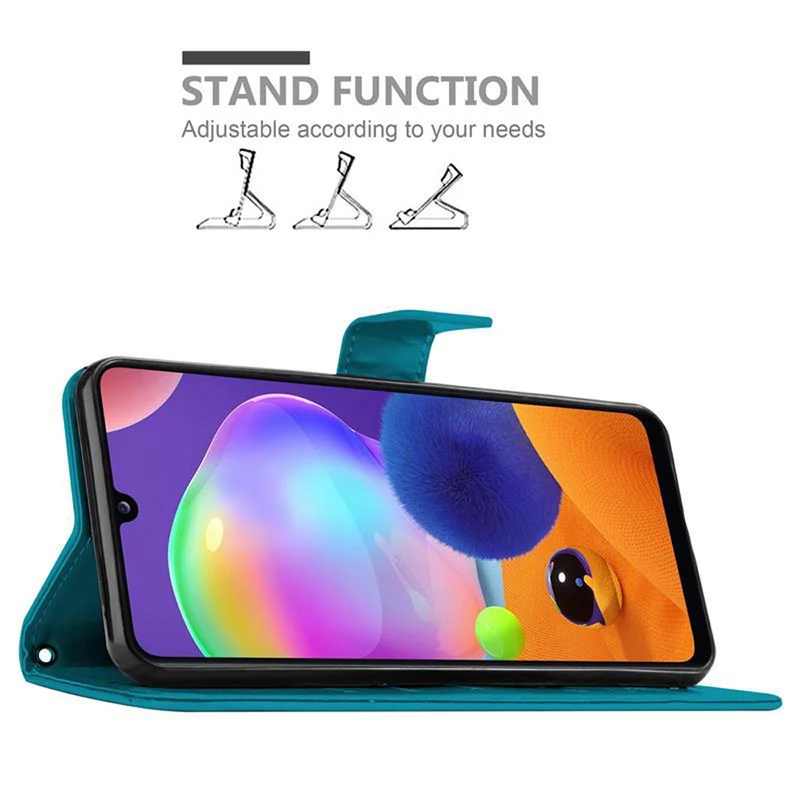 Cadorabo Hülle kompatibel mit Samsung Galaxy A31 Schutzhülle im Blumen Design mit Magnetverschluss, Standfunktion und Kartenfächern