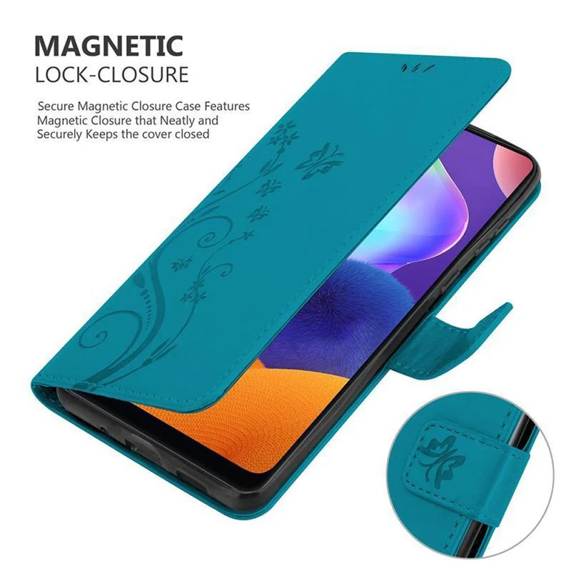 Cadorabo Hülle kompatibel mit Samsung Galaxy A31 Schutzhülle im Blumen Design mit Magnetverschluss, Standfunktion und Kartenfächern