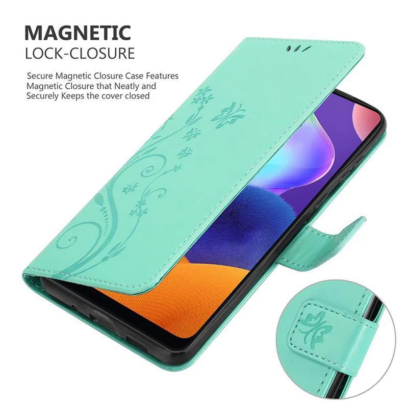 Cadorabo Hülle kompatibel mit Samsung Galaxy A31 Schutzhülle im Blumen Design mit Magnetverschluss, Standfunktion und Kartenfächern