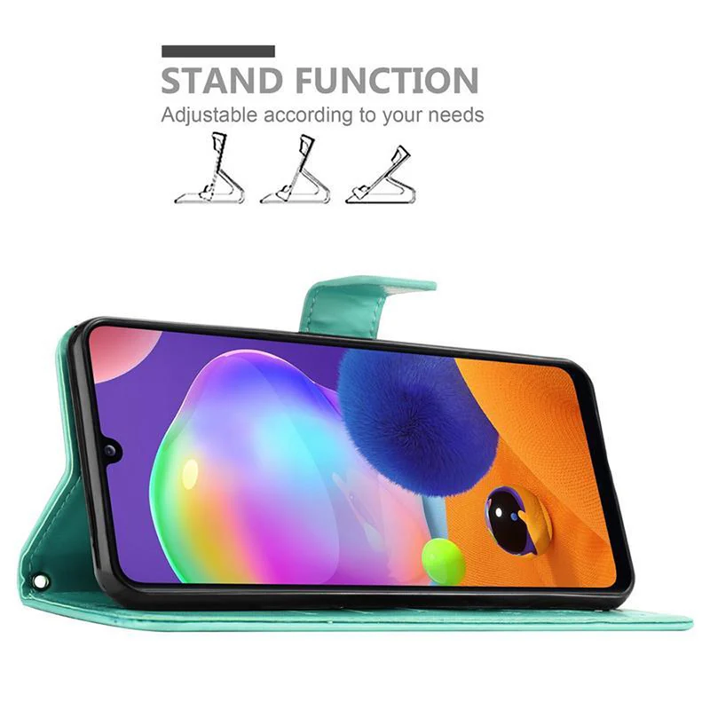 Cadorabo Hülle kompatibel mit Samsung Galaxy A31 Schutzhülle im Blumen Design mit Magnetverschluss, Standfunktion und Kartenfächern