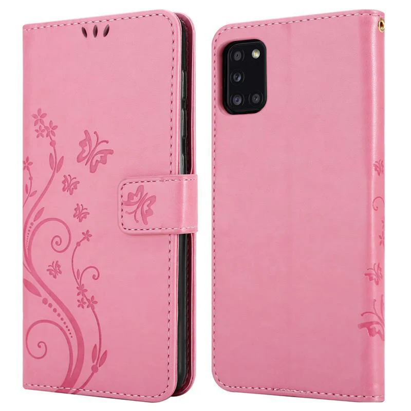 Cadorabo Hülle kompatibel mit Samsung Galaxy A31 Schutzhülle im Blumen Design mit Magnetverschluss, Standfunktion und Kartenfächern