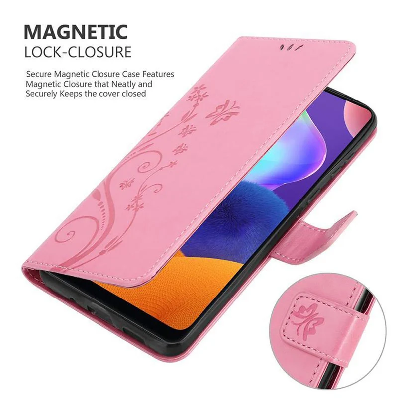 Cadorabo Hülle kompatibel mit Samsung Galaxy A31 Schutzhülle im Blumen Design mit Magnetverschluss, Standfunktion und Kartenfächern