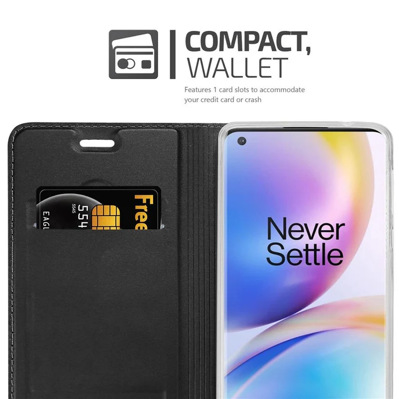 Cadorabo Hülle kompatibel mit OnePlus 8 PRO Schutzhülle mit Magnetverschluss, Standfunktion und Kartenfach