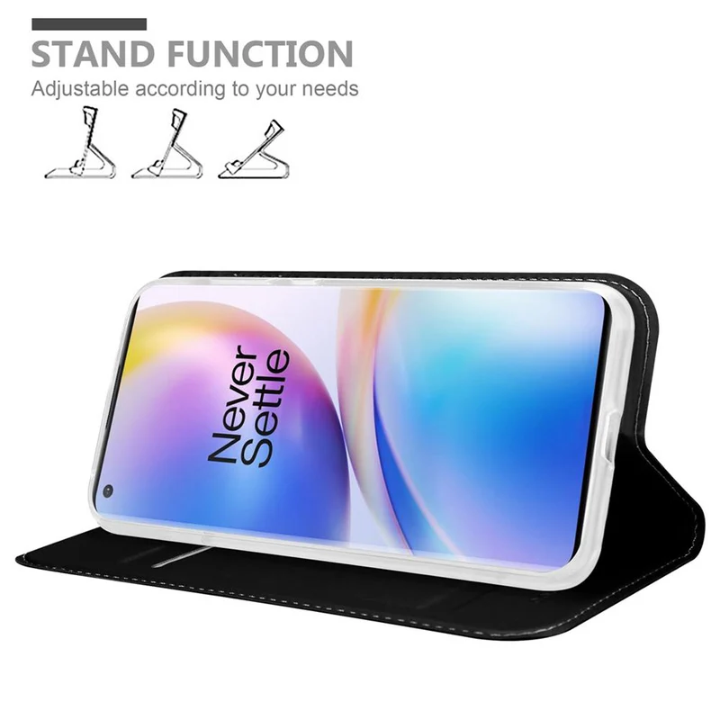 Cadorabo Hülle kompatibel mit OnePlus 8 PRO Schutzhülle mit Magnetverschluss, Standfunktion und Kartenfach