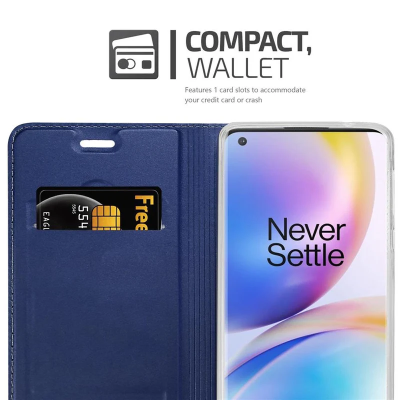 Cadorabo Hülle kompatibel mit OnePlus 8 PRO Schutzhülle mit Magnetverschluss, Standfunktion und Kartenfach