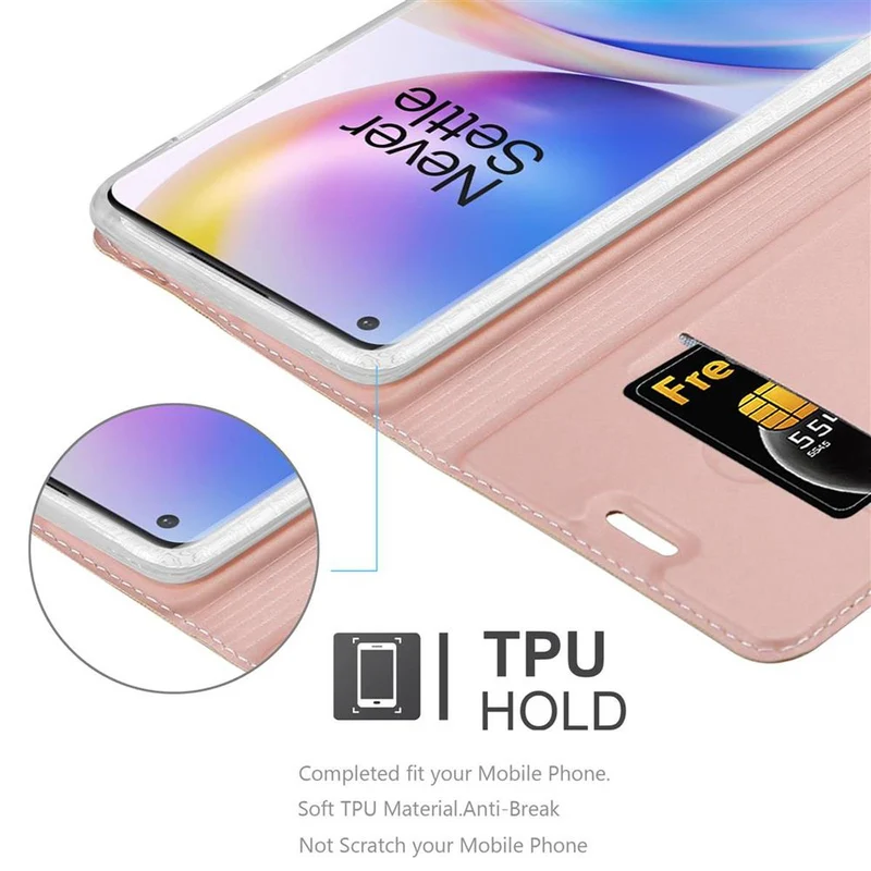 Cadorabo Hülle kompatibel mit OnePlus 8 PRO Schutzhülle mit Magnetverschluss, Standfunktion und Kartenfach