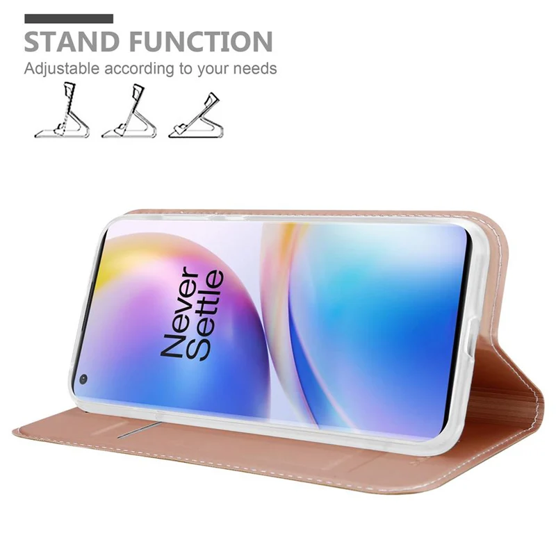 Cadorabo Hülle kompatibel mit OnePlus 8 PRO Schutzhülle mit Magnetverschluss, Standfunktion und Kartenfach