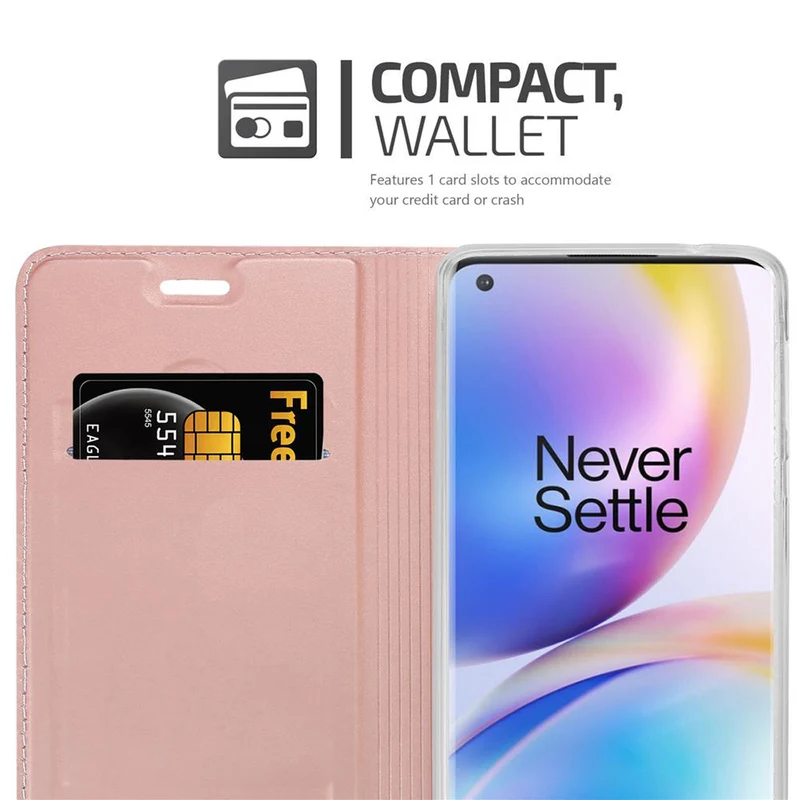 Cadorabo Hülle kompatibel mit OnePlus 8 PRO Schutzhülle mit Magnetverschluss, Standfunktion und Kartenfach