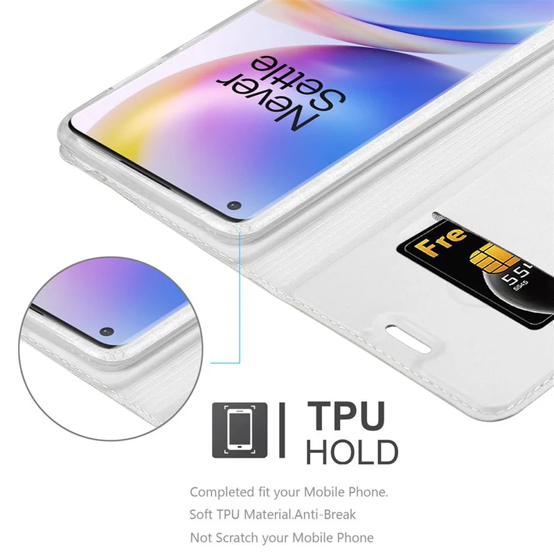 Cadorabo Hülle kompatibel mit OnePlus 8 PRO Schutzhülle mit Magnetverschluss, Standfunktion und Kartenfach