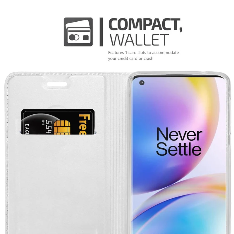 Cadorabo Hülle kompatibel mit OnePlus 8 PRO Schutzhülle mit Magnetverschluss, Standfunktion und Kartenfach