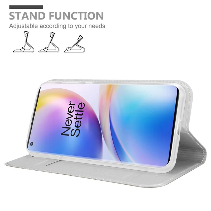 Cadorabo Hülle kompatibel mit OnePlus 8 PRO Schutzhülle mit Magnetverschluss, Standfunktion und Kartenfach
