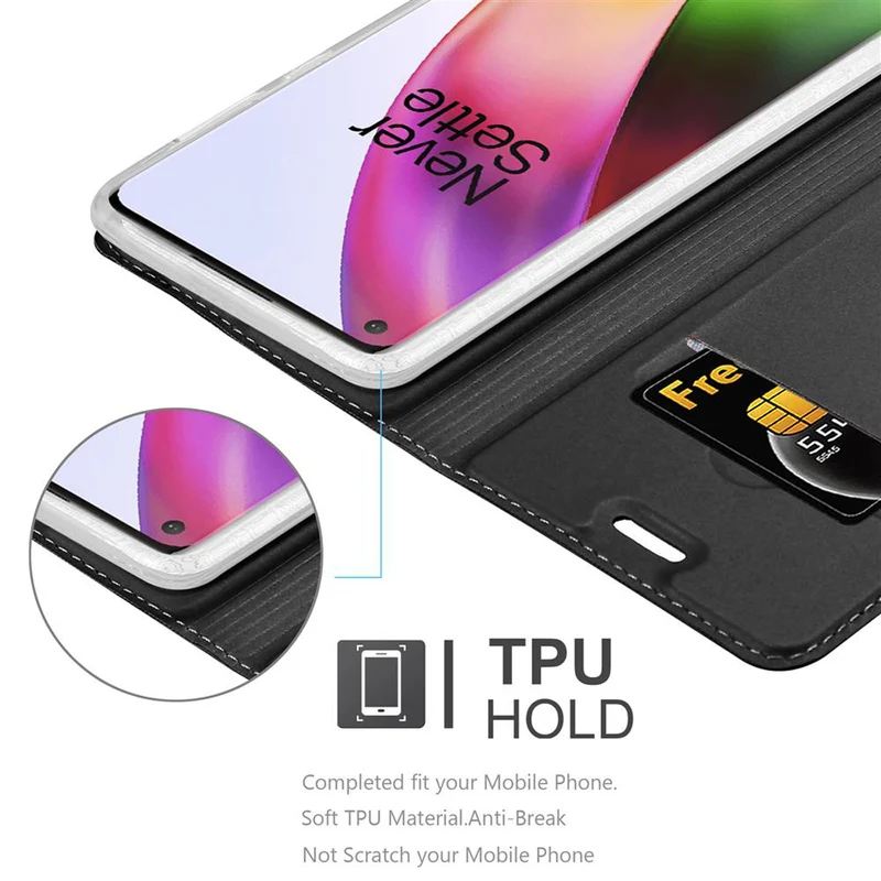 Cadorabo Hülle kompatibel mit OnePlus 8 Schutzhülle mit Magnetverschluss, Standfunktion und Kartenfach