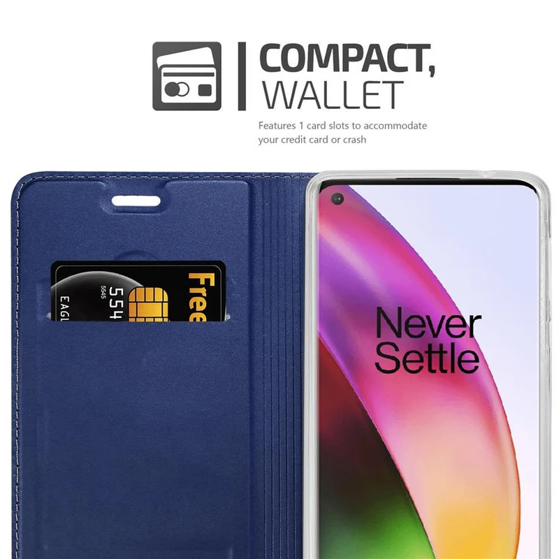 Cadorabo Hülle kompatibel mit OnePlus 8 Schutzhülle mit Magnetverschluss, Standfunktion und Kartenfach