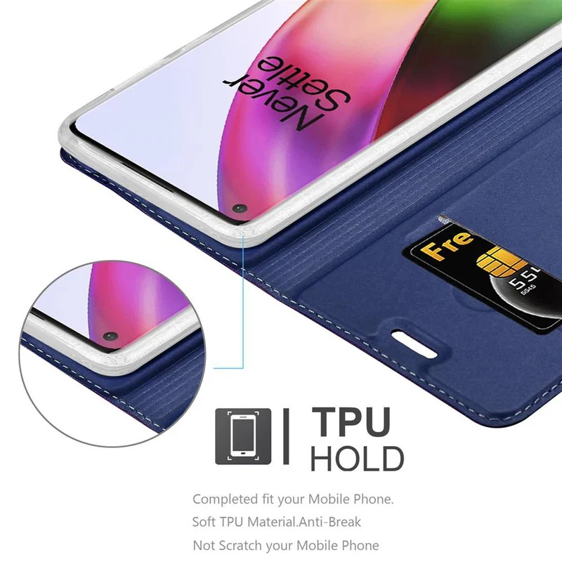 Cadorabo Hülle kompatibel mit OnePlus 8 Schutzhülle mit Magnetverschluss, Standfunktion und Kartenfach
