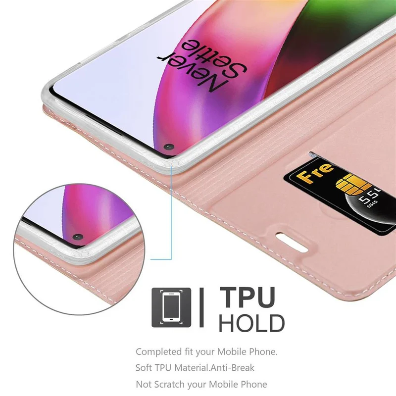 Cadorabo Hülle kompatibel mit OnePlus 8 Schutzhülle mit Magnetverschluss, Standfunktion und Kartenfach