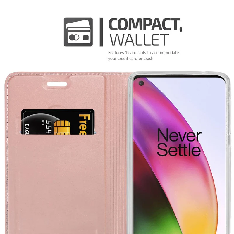 Cadorabo Hülle kompatibel mit OnePlus 8 Schutzhülle mit Magnetverschluss, Standfunktion und Kartenfach