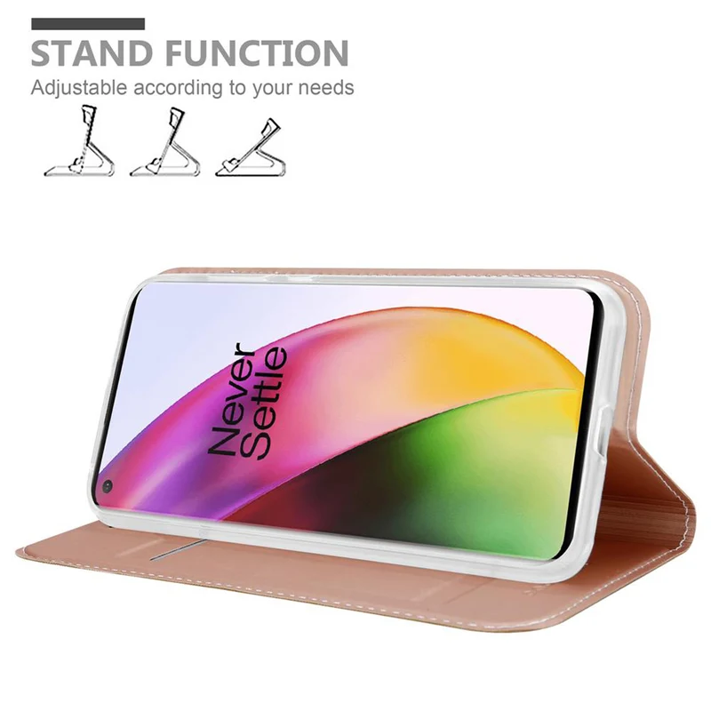 Cadorabo Hülle kompatibel mit OnePlus 8 Schutzhülle mit Magnetverschluss, Standfunktion und Kartenfach