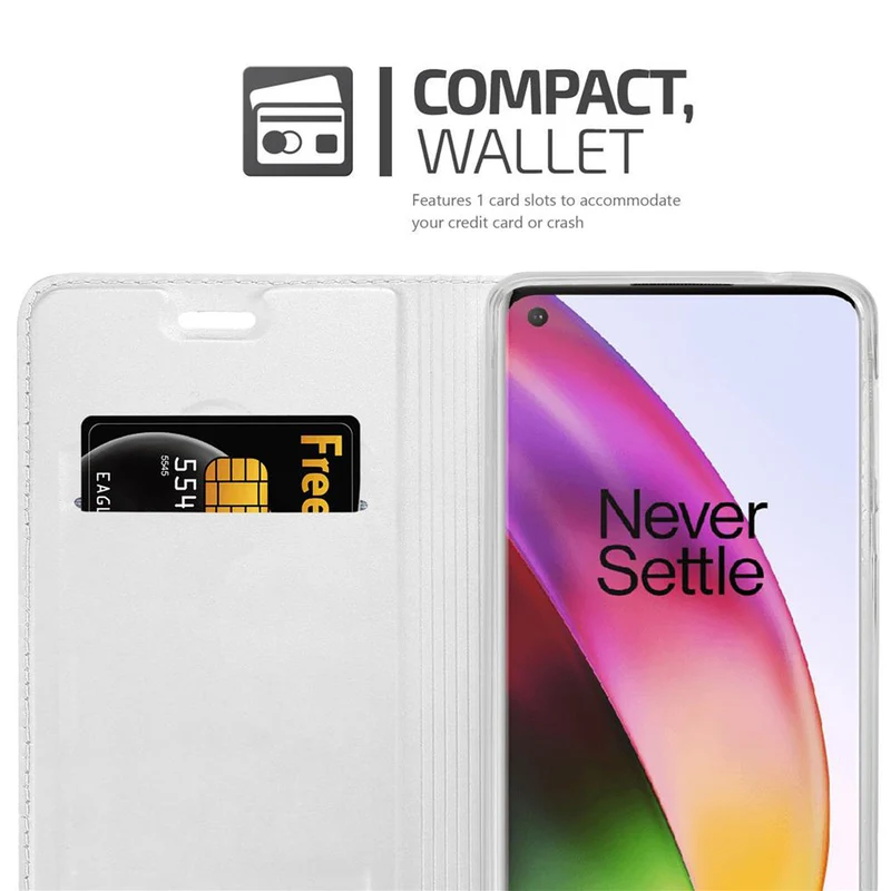 Cadorabo Hülle kompatibel mit OnePlus 8 Schutzhülle mit Magnetverschluss, Standfunktion und Kartenfach
