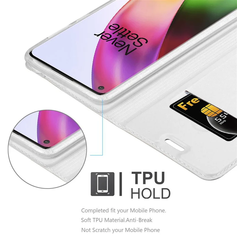 Cadorabo Hülle kompatibel mit OnePlus 8 Schutzhülle mit Magnetverschluss, Standfunktion und Kartenfach