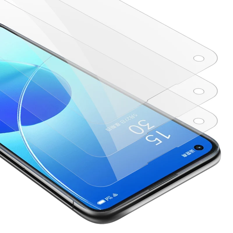 Cadorabo 3x Panzer Folie kompatibel mit Oppo Reno6 5G - Schutzfolie 3er Pack Gehärtetes (Tempered) Display-Schutzglas in 9H Härte mit 3D Touch Kompatibilität