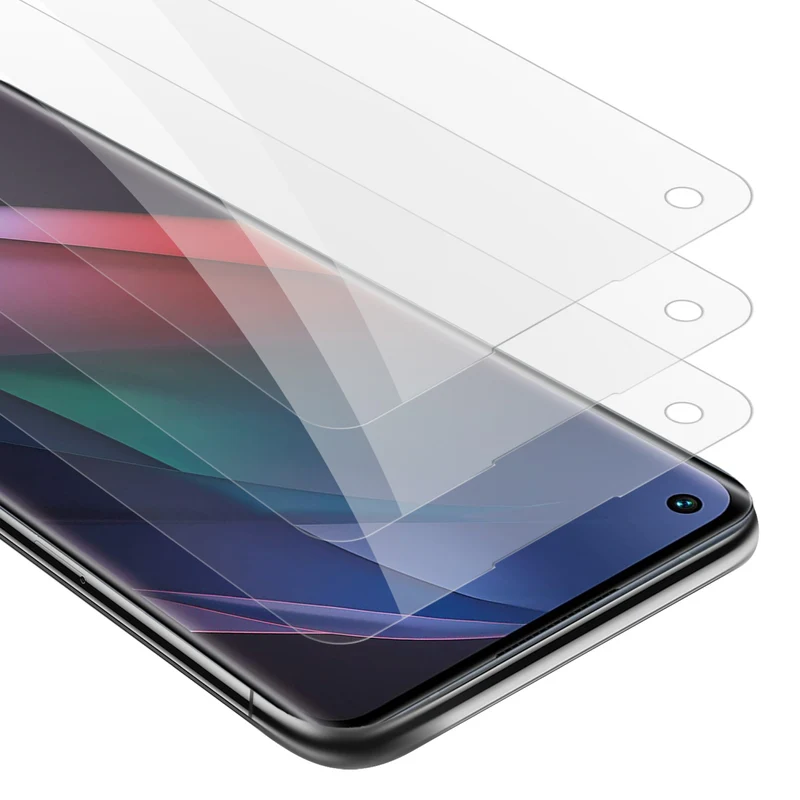 Cadorabo 3x Panzer Folie kompatibel mit Oppo FIND X3 NEO - Schutzfolie 3er Pack Gehärtetes (Tempered) Display-Schutzglas in 9H Härte mit 3D Touch Kompatibilität