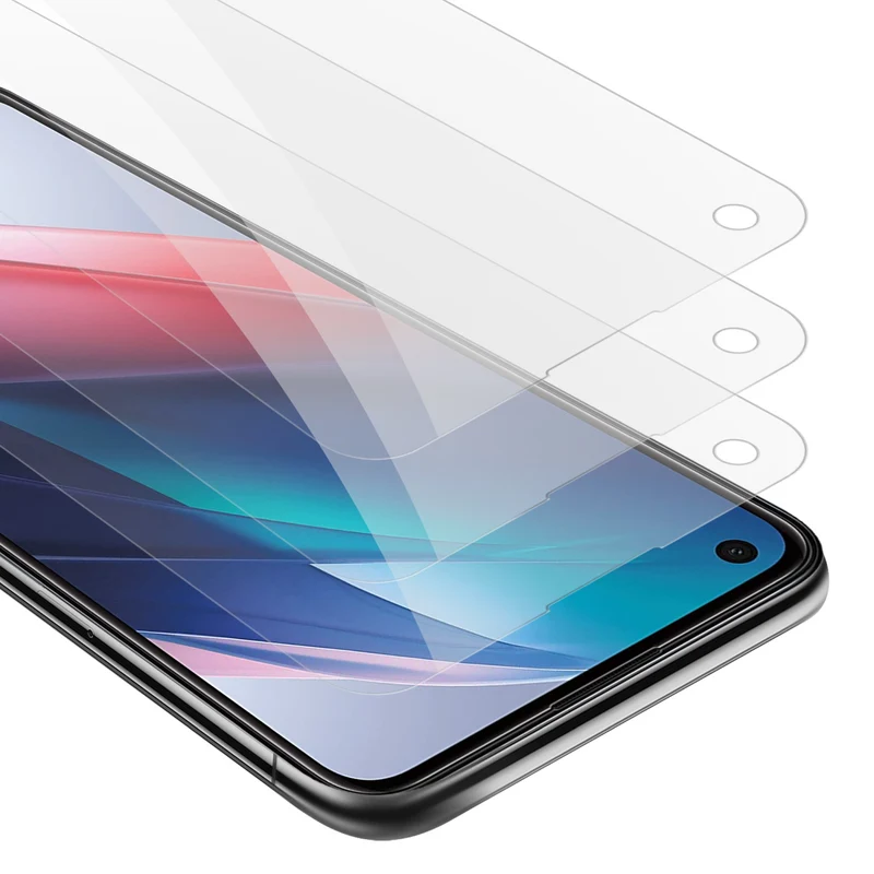 Cadorabo 3x Panzer Folie kompatibel mit Oppo FIND X3 LITE - Schutzfolie 3er Pack Gehärtetes (Tempered) Display-Schutzglas in 9H Härte mit 3D Touch Kompatibilität