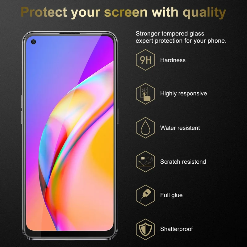 Cadorabo 3x Panzer Folie kompatibel mit Oppo A94 5G - Schutzfolie 3er Pack Gehärtetes (Tempered) Display-Schutzglas in 9H Härte mit 3D Touch Kompatibilität
