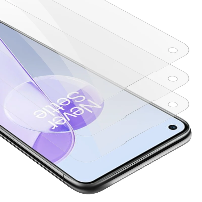 Cadorabo 3x Panzer Folie kompatibel mit OnePlus 9RT 5G - Schutzfolie 3er Pack Gehärtetes (Tempered) Display-Schutzglas in 9H Härte mit 3D Touch Kompatibilität