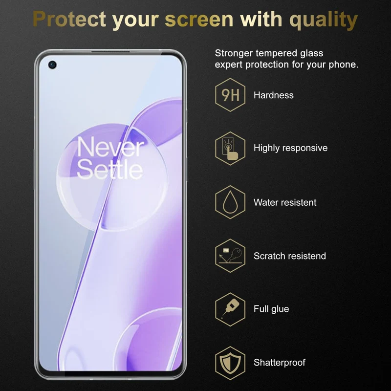 Cadorabo Panzer Folie kompatibel mit OnePlus 9RT 5G - Schutzfolie Gehärtetes (Tempered) Display-Schutzglas in 9H Härte mit 3D Touch Kompatibilität