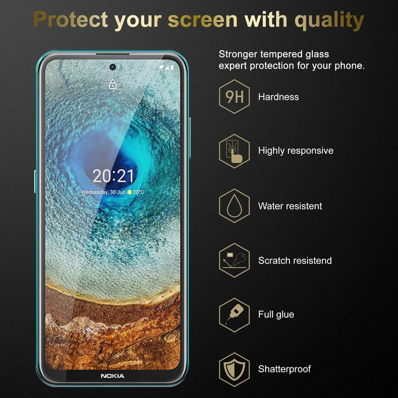 Cadorabo Panzer Folie kompatibel mit Nokia X10 / X20 - Schutzfolie Gehärtetes (Tempered) Display-Schutzglas in 9H Härte mit 3D Touch Kompatibilität