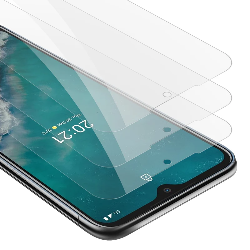 Cadorabo 3x Panzer Folie kompatibel mit Nokia G50 5G - Schutzfolie 3er Pack Gehärtetes (Tempered) Display-Schutzglas in 9H Härte mit 3D Touch Kompatibilität