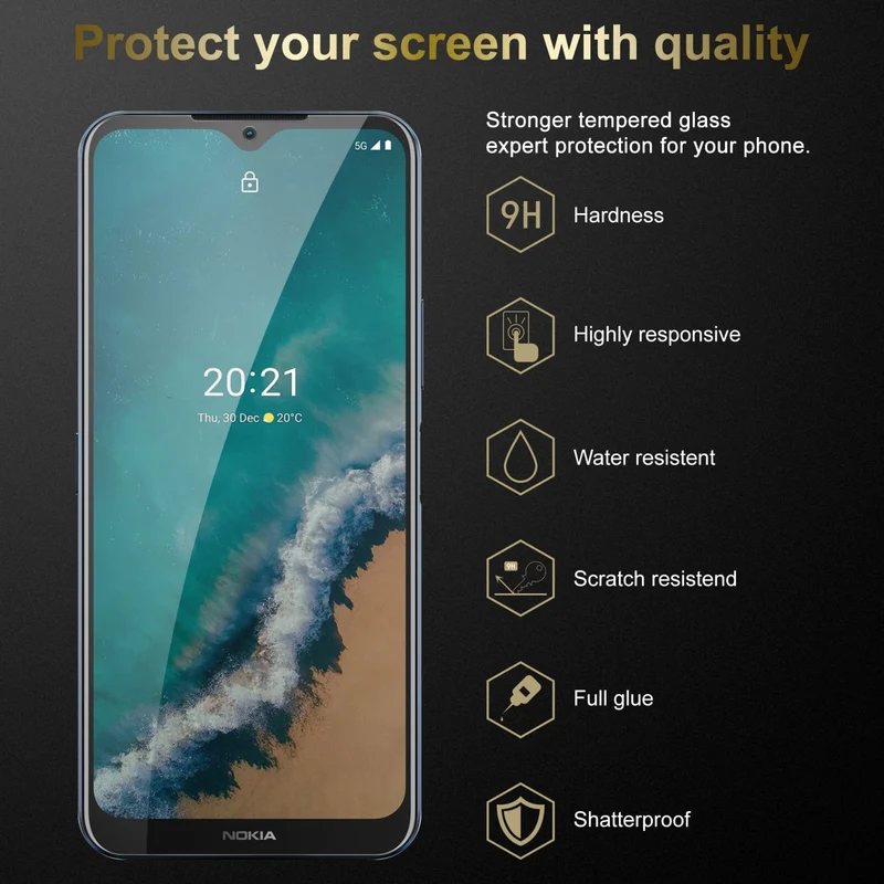 Cadorabo 3x Panzer Folie kompatibel mit Nokia G50 5G - Schutzfolie 3er Pack Gehärtetes (Tempered) Display-Schutzglas in 9H Härte mit 3D Touch Kompatibilität