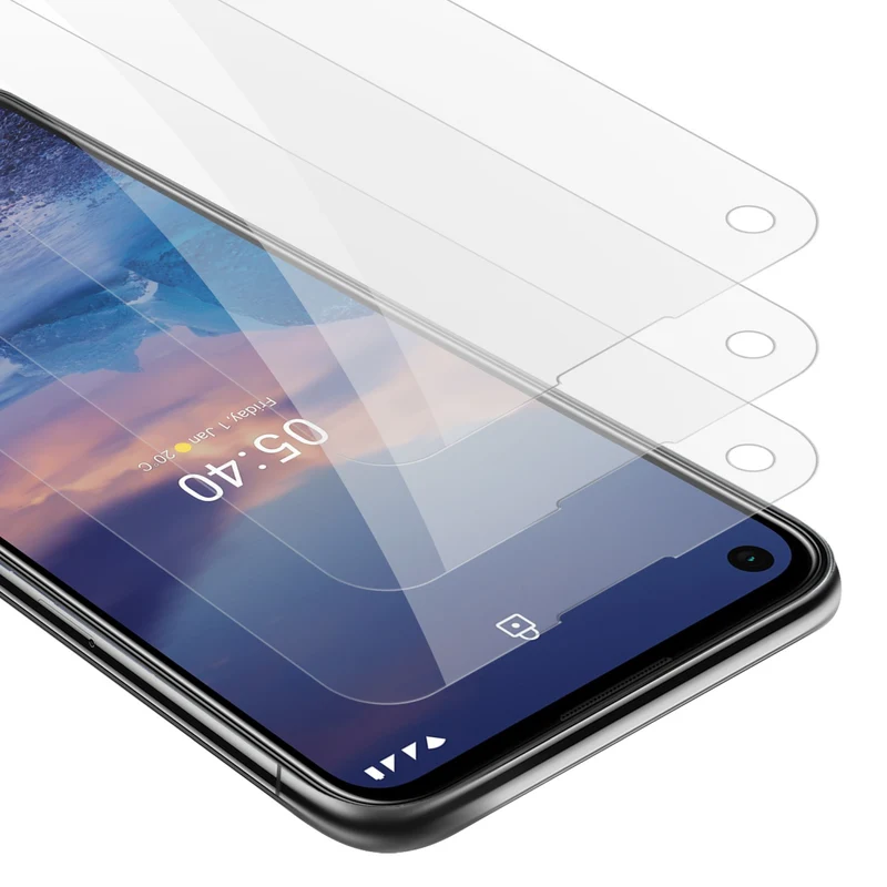 Cadorabo 3x Panzer Folie kompatibel mit Nokia 5,4 - Schutzfolie 3er Pack Gehärtetes (Tempered) Display-Schutzglas in 9H Härte mit 3D Touch Kompatibilität