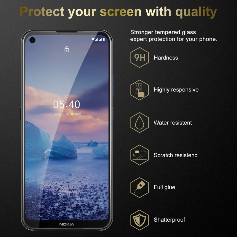 Cadorabo 3x Panzer Folie kompatibel mit Nokia 5,4 - Schutzfolie 3er Pack Gehärtetes (Tempered) Display-Schutzglas in 9H Härte mit 3D Touch Kompatibilität