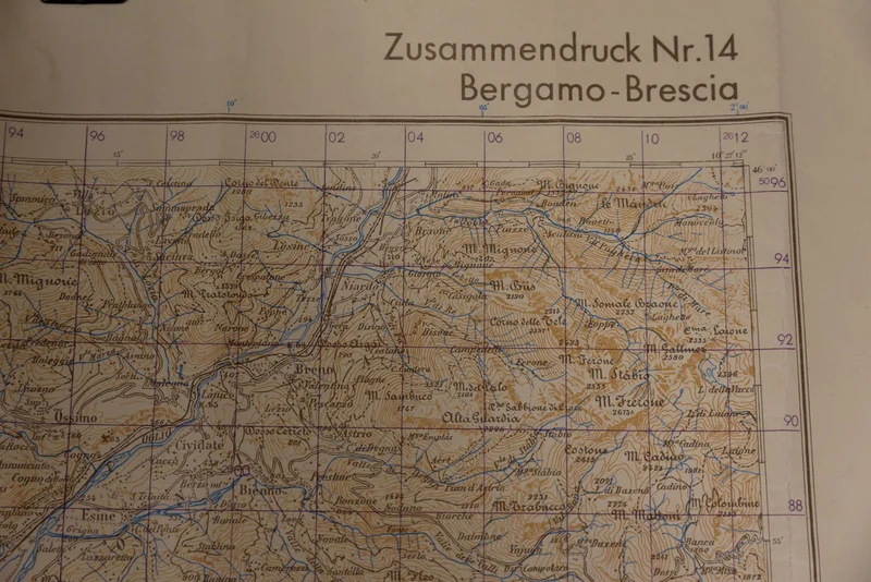 Deutsche Kriegskarte Bergamo/Brescia 1943
