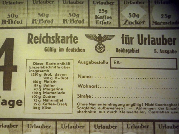 Lebensmittelkarte für Touristen im Reich